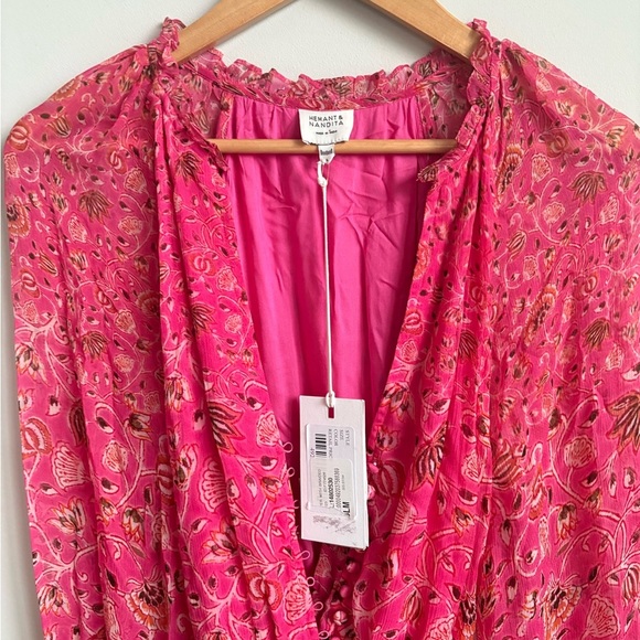Hemant & Nandita Nara Romper With Braided Belt in Tulip Pink Large New! - Picture 5 of 11